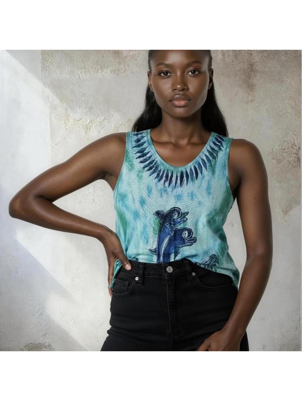 Women's Blue and Multi Vests-tanks-cami